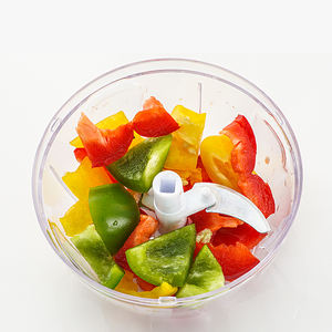 Vente en gros de coupe-légumes 2 en 1 en plastique de 400 ml avec lames en acier inoxydable, mini-coupe-oignon et coupe-légumes écologique certifié LFGB - Product Image 5