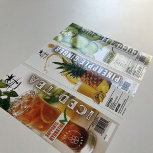 Bán buôn tùy chỉnh thiết kế logo tự dính nước giải khát dán bóng nước trái cây thực phẩm <span class=keywords><strong>PVC</strong></span> nhãn không thấm nước - Product Image 2