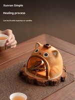 Brûleur d'encens en céramique en forme de chat mignon, petit foyer décoratif écologique pour une ambiance apaisante toute l'année
