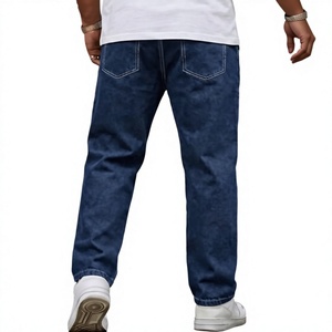 AAFII IMPEX <b>Mens</b> Regular Fit <b>Drawstring</b> Straight Leg Blue <b>Jeans</b> Casual Elastic Waist Denim Vintage Streetwear Soft Eco-Friendly - Product Image 5