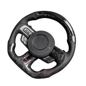 Volant en fibre de carbone forgé sur mesure avec écran LED pour <span class=keywords><strong>Ford</strong></span> Mustang S550 2015-2023 GT - Cuir chauffant et perforé - Product Image 3
