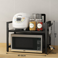 Étagère de rangement extensible à 2 niveaux pour micro-ondes pour usage en cuisine avec vaisselle Support de four à micro-ondes rétractable