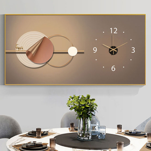 Peinture murale en cristal avec horloge, style nordique, géométrie <span class=keywords><strong>abstraite</strong></span> avec décoration d'art d'élk, pour le salon - Product Image 3