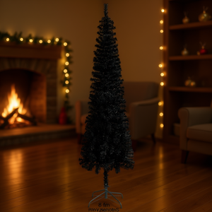 Sapin de Noël artificiel noir en forme de cône, 8 pieds, PVC, support en acier, décoration intérieure, sapin festif, sans lumières incluses - Product Image 2