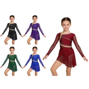 Robe de danse <span class=keywords><strong>pour</strong></span> filles de 6 à 16 ans, tenue de patinage artistique avec culotte intégrée, cours de danse, costumes de danse latine, compétition - Product Image 1