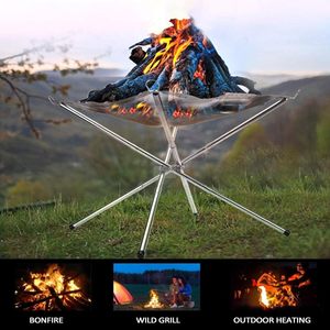 Parrilla portátil ultraligera de acero inoxidable para acampar al aire libre, estufa plegable para hoguera, estante de leña, mesa para quemar al aire libre, barbacoa - Product Image 3