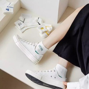 White Women's Ankle Socks Polyester Cotton Breathable Sweat Absorbing Summer Casual Low Cut Student Style Socks - Product Image 4