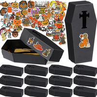 Cajas de recuerdo personalizadas con forma de ataúd de caramelo de 8 pulgadas para Halloween, tapa base laminada con revestimiento UV mate en relieve hecha de cartón
