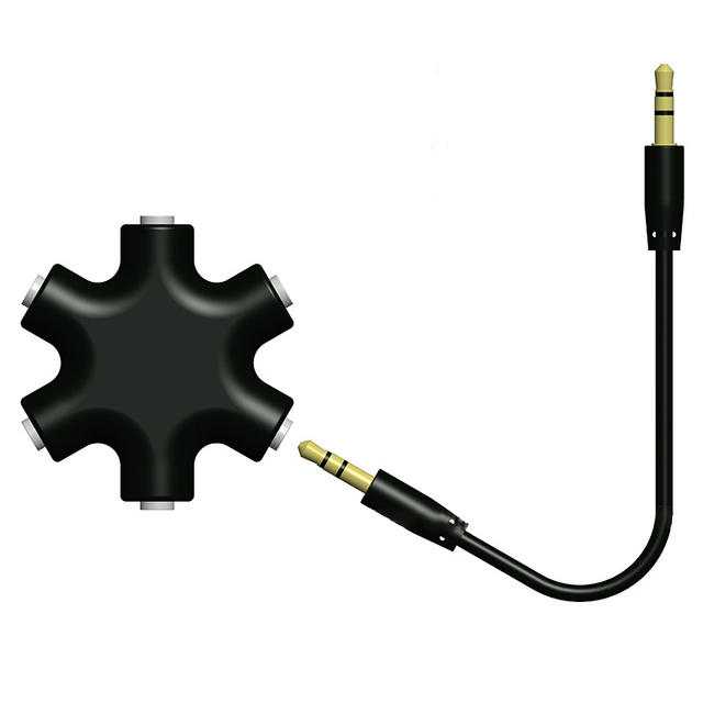 Multi Audio Plug 5 Way 3.5mm Audio Female Port HUB Headset AUX Stereo Splitter ABS Material Mobile Phone Use