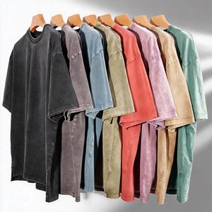 Camiseta Retro OEM 100% Algodón Grueso para Hombre, Talla Grande, Impresión DTG, Logotipo, Lavado Ácido, Estilo Vintage, Personalizada - Product Image 1