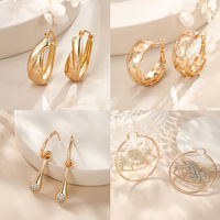 Pendientes de Aro Minimalistas Geométricos de Color Oro 18K de XUPING Jewelry Wholesale, Elegantes para Uso Diario y Fiestas, Joyería de Moda