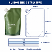 Sachet d'emballage souple à bec verseur pour gommage corporel, 250 ml (8,45 fl oz), 180 microns, vert/blanc, OPP/NY/PE, finition mate, imperméable