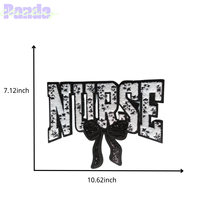 Patch d'infirmière brodé de paillettes de chenille de 10.6 pouces fait à la main Patch d'infirmière nœud en tissu thermocollant vêtements chapeaux vêtements Logos personnalisés