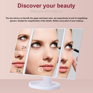 2025 LED Cosmetic Makeup <b>Mirror</b> Foldable 180 Degree Smart Touch Screen Square Hot Selling Desktop <b>Mirror</b> - Product Image 2