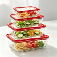 Boîte à lunch empilable en verre borosilicate de haute qualité, sans BPA, avec logo personnalisé, couvercles hermétiques, compatible micro-ondes, récipient pour la préparation des repas