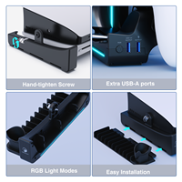 Honcam Support horizontal et station de charge rapide Boîtes de jeu à distance à 2 ports USB-A pour Playstation 5 Controller Slim