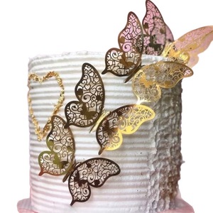 ของตกแต่งเค้กอะคริลิคสีทองรูปผีเสื้อ น้ำผึ้งและรสหวาน แบบสองด้าน สำหรับตกแต่งเค้กวันเกิด - Product Image 5