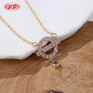Collar con Colgante de Zirconia Circular Colorido, Chapado en Oro de 18K, Cadena de Eslabones Moderna para Mujer, Proveedor de Joyería al por Mayor - Product Image 5
