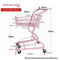 Chariot de courses robuste à double couche en métal avec panier inférieur pour supermarché, épicerie et magasin de proximité