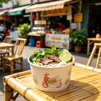 Bols à pho en kraft robustes, imprimés sur mesure, écologiques, jetables, de qualité alimentaire, pour la vente à emporter, la restauration rapide et la nourriture de rue