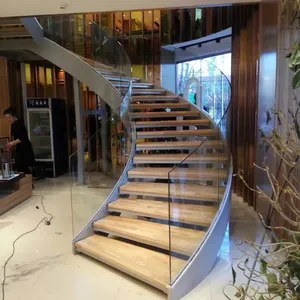 Customize Residential Interior Stair Case Modern Decorative Curved Staircase Designs