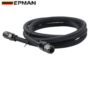 EPMAN 4AN Conduite de carburant AN4 en acier inoxydable tressé, tuyau d'huile en nylon CPE noir avec raccords d'extrémité de tuyau droits à 90 degrés - Product Image 6