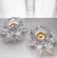 Support de bougie en verre cristal transparent romantique en forme de lotus, base pour bougie chauffe-plat, étanche, pour la décoration de la maison, Saint-Valentin