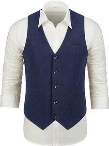 <strong>Men's</strong> Linen Work <strong>Vest</strong> Casual Slim Fit <strong>Vest</strong> Summer <strong>Beach</strong> Party Blazer <strong>Vest</strong> - Product Image 3
