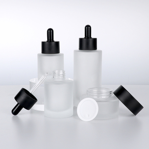 Luxury Frosted <b>Glass</b> Bottle <b>Glass</b> Bottle Customized Essential Oil Bottle For Cosmetics <b>Container</b> Empty With Rubber Dropper - Product Image 1