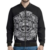 Vestes Personnalisées Guerrier Aztèque Mexicain Vestes pour Hommes Blouson Bomber Léger avec Logo Personnalisé Manteaux Décontractés Coupe-Vent avec Fermeture Éclair