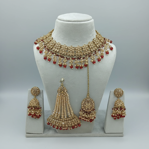 Royal White Alloy Ethnic Pearl Kundan Bridal <b>Set</b> Heavy <b>Gold</b> Plated Choker Handcrafted Engagement Wedding Anniversary Party Gift - Product Image 2