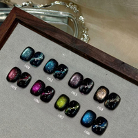 Vernis à ongles gel magnétique effet œil de chat 8 couleurs, vernis à ongles galaxie scintillant, base noire, effet holographique, kit de nail art UV
