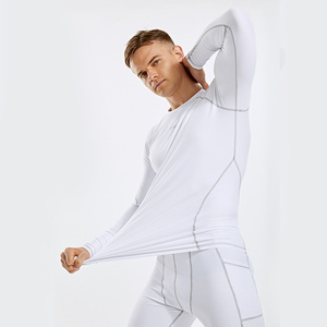 Custom Logo Mens Compression Shirt <strong>Long</strong> <strong>Sleeve</strong> Quick Dry Polyester Spandex Base Layer Raglan Workout <strong>Top</strong> for <strong>Gym</strong> Running - Product Image 1