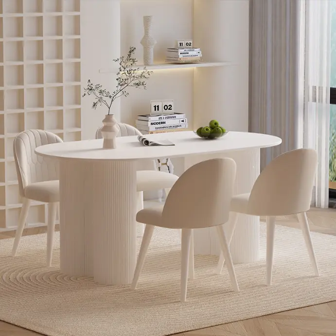 Современный простой обеденный стол и стул Овальный Обеденный стол небольшой бытовой легкий роскошный стул для ресторана комбинация