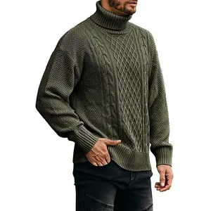 Sweter Pria Gingtto 2023 Sweater Pullover Leher Kura-kura Argyle Hitam Desain untuk Pria