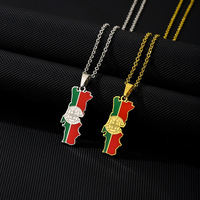 Colliers tendance en forme de Portugal, pendentif drapeau portugais coloré en émail, en acier inoxydable pour couples – Meilleures ventes