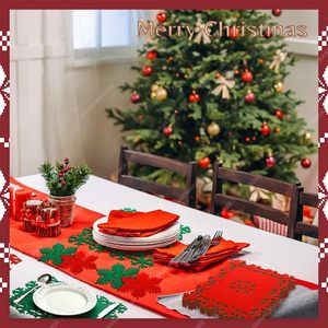 DAMAI 12PCS Snowflake Placemats Christmas Table Red Green Felt Place Mats Coaster for Party Holiday Home Dinner Tableware Decor - Product Image 5