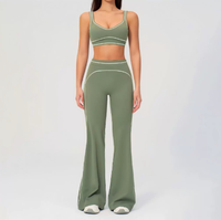 Ensemble de yoga pour femmes : soutien-gorge de sport, débardeur et pantalon long, séchage rapide, pour la course en extérieur et la gym