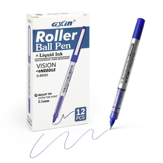 Gxin G-R0501 Factory Direct 0.5mm bullet tip extra fine smooth writing liquid ink point roller ball pen set for office