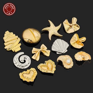 Botones Metálicos con Vástago, Botones Personalizados con Formas Irregulares de Concha, Diseño de Logotipo Grabado, Botones para Ropa - Product Image 1