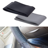 Cubiertas para volante de cuero de fibra suave DIY, volante de coche trenzado Universal con agujas e hilo, accesorios interiores