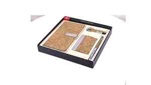 Ensemble cadeau exécutif de porte-clés et stylo métallique haut de gamme, ensemble cadeau d'entreprise avec carnet à finition liège et porte-cartes - Product Image 2