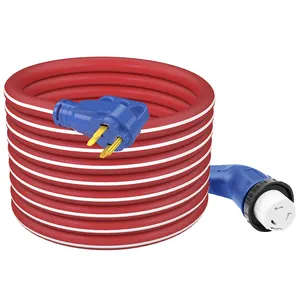 Cable de 50 Amp estándar de EE. UU., 50 pies, para RV/generador, con conector de bloqueo de giro de 135 grados, para Camper de grado marino, cable de alimentación desmontable