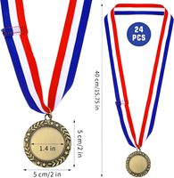 Jinba Kit de 24 médailles et trophées en métal vierges avec rubans de cou personnalisables pour la cheerleading et la participation, fabriqué en Chine