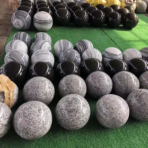 Bola de pedra natural de granito, esfera, decoração de jardim, pedra giratória de água, bola