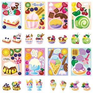 Paquet de 8 pièces d'autocollants de puzzle de gâteau de dessert, autocollants d'éducation précoce pour enfants, jouets éducatifs pour bébé, bricolage - Product Image 2