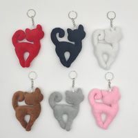 Porte-clés en peluche chat personnalisé, pendentif de sac chaton abstrait mignon, 6 couleurs, porte-clés chat en peluche doux, breloque de sac à dos