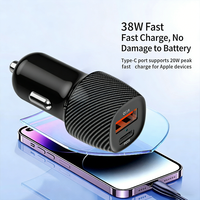 Chargeur de voiture mini rapide et intelligent 38W QC3.0 PD30W Type-C pour smartphones, écouteurs, appareils photo avec protection OTP/OVP - Cadeau Chargeur rapide