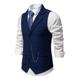 <span class=keywords><strong>Chaleco</strong></span> de traje profesional de moda con <span class=keywords><strong>cuello</strong></span> en <span class=keywords><strong>V</strong></span> de un solo pecho de poliéster/algodón de verano <span class=keywords><strong>para</strong></span> <span class=keywords><strong>hombre</strong></span> - Product Image 5