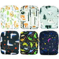 Lot de 6 couches lavables et réutilisables, taille unique, réglables et personnalisées pour bébé avec 6 inserts en microfibre, 1 sac humide